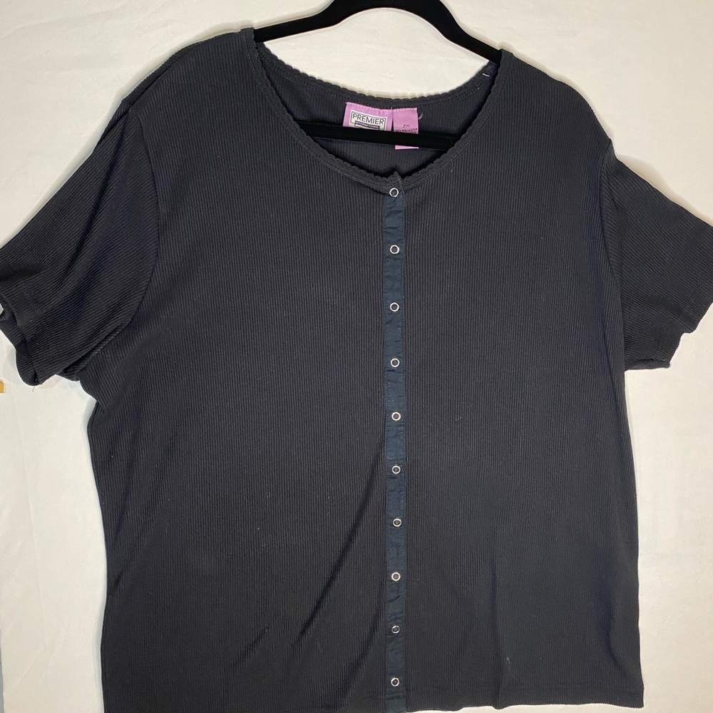 Premier Black Short Sleeve Button-Up Tee